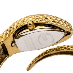 Pre Owned Just Cavalli Champagne Gold Plated Stainless Steel Serpent Bracelet Poison Women's Wristwatch 27 mm
