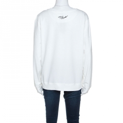 Karl Lagerfeld White Paris Sketch Cotton Embellished Sweatshirt M