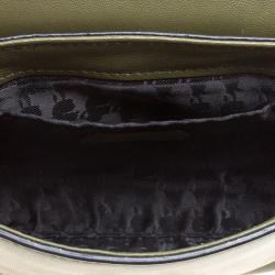 Pre Owned Karl Lagerfeld Olive Green Leather Mini K/Kuilted Crossbody Bag