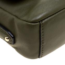 Pre Owned Karl Lagerfeld Olive Green Leather Mini K/Kuilted Crossbody Bag