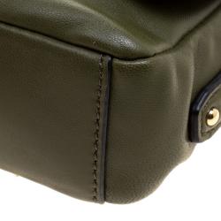 Pre Owned Karl Lagerfeld Olive Green Leather Mini K/Kuilted Crossbody Bag