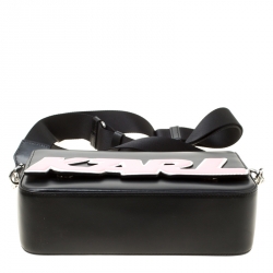 Karl Lagerfeld Black Leather k Sport Shoulder Bag  