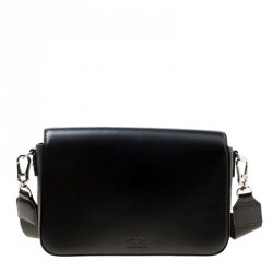 Karl Lagerfeld Black Leather k Sport Shoulder Bag  