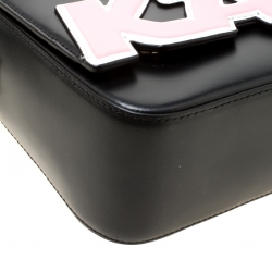 Karl Lagerfeld Black Leather k Sport Shoulder Bag  