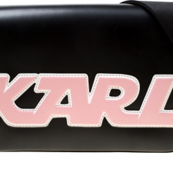 Karl Lagerfeld Black Leather k Sport Shoulder Bag  