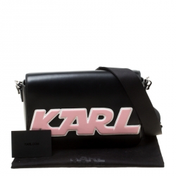 Karl Lagerfeld Black Leather k Sport Shoulder Bag  