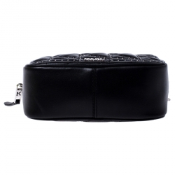 Pre Owned Karl Lagerfeld Black Leather K/Kuilted Studs Camera Bag