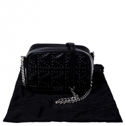 Pre Owned Karl Lagerfeld Black Leather K/Kuilted Studs Camera Bag