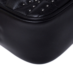 Pre Owned Karl Lagerfeld Black Leather K/Kuilted Studs Camera Bag