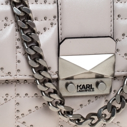 Pre Owned Karl Lagerfeld Taupe K Kuilted Studs Crossbody Bag 