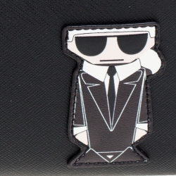 Karl Lagerfeld Black K Ikonik Zip Around Wallet 
