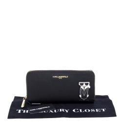 Karl Lagerfeld Black K Ikonik Zip Around Wallet 