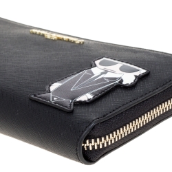 Karl Lagerfeld Black K Ikonik Zip Around Wallet 