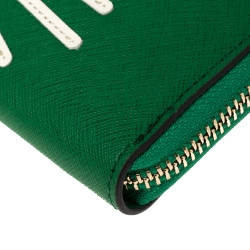 Karl Lagerfeld Green Leather Choupette Zip Around Wallet