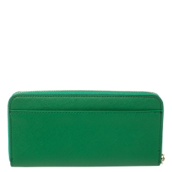Karl Lagerfeld Green Leather Choupette Zip Around Wallet