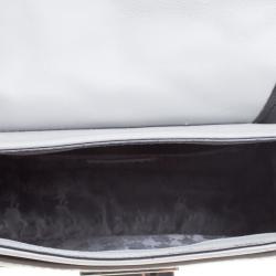 Pre Owned Karl Lagerfeld Grey Leather and Tweed Crossbody Bag