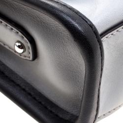 Pre Owned Karl Lagerfeld Grey Leather and Tweed Crossbody Bag