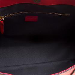 Pre Owned Karl Lagerfeld Red Leather Fringe Shopper Tote