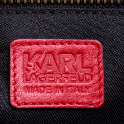 Pre Owned Karl Lagerfeld Red Leather Fringe Shopper Tote