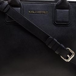 Pre Owned Karl Lagerfeld Black Leather K Klassik Tote