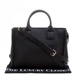 Pre Owned Karl Lagerfeld Black Leather K Klassik Tote