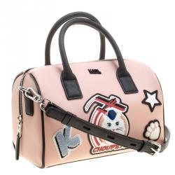 Pre Owned Karl Lagerfeld Blush Pink Coated Canvas K/Jet Choupette Mini Duffel Bag