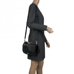 Pre Owned Karl Lagerfeld Black Leather Small K Shoulder Bag