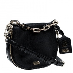 Pre Owned Karl Lagerfeld Black Leather Small K Shoulder Bag