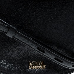 Pre Owned Karl Lagerfeld Black Leather Small K Shoulder Bag