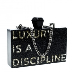Karl Lagerfeld Black Acrylic Luxury Is A Discipline Box Clutch
