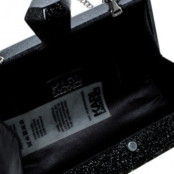 Karl Lagerfeld Black Acrylic Luxury Is A Discipline Box Clutch