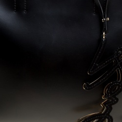 Pre Owned Karl Lagerfeld Black Leather K Signature Shopper Tote