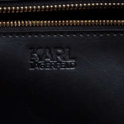 Pre Owned Karl Lagerfeld Black Leather K Signature Shopper Tote