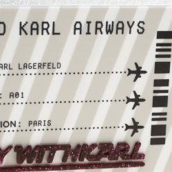 Karl Lagerfeld Silver Glitter Acrylic Jet Boarding Pass Minaudere Clutch