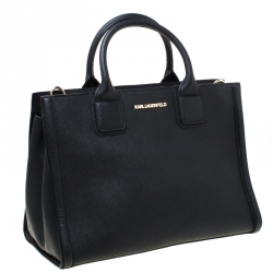 Karl Lagerfeld Black Leather K Klassik Tote