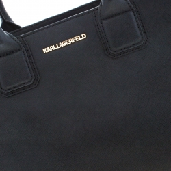 Karl Lagerfeld Black Leather K Klassik Tote