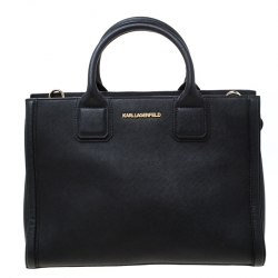 Karl Lagerfeld Black Leather K Klassik Tote