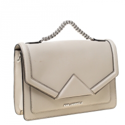 Karl Lagerfeld Ivory Leather K Klassik Top Handle Bag 