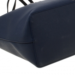 Pre Owned Karl Lagerfeld Navy Blue Leather Monster Choupette Shopper Tote