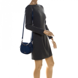 Pre Owned Karl Lagerfeld Blue Leather Small K Crossbody Bag