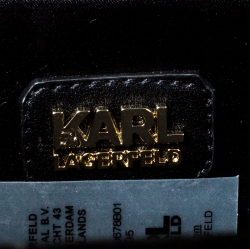 Karl Lagerfeld Black/Gold Acrylic Rue Lagerfeld Chain Box Clutch