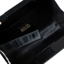 Karl Lagerfeld Black/Gold Acrylic Rue Lagerfeld Chain Box Clutch