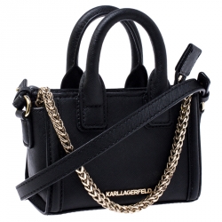 Pre Owned Karl Lagerfeld Black Saffiano Leather Micro K KLASSIK Crossbody Bag