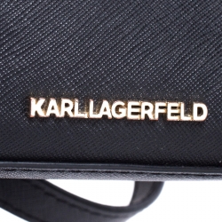 Pre Owned Karl Lagerfeld Black Saffiano Leather Micro K KLASSIK Crossbody Bag