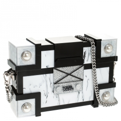 Karl Lagerfeld Black/White Treasure Box Chain Clutch