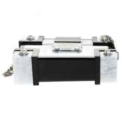 Karl Lagerfeld Black/White Treasure Box Chain Clutch