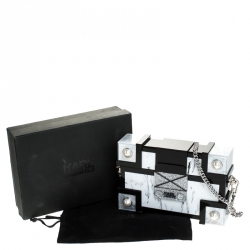 Karl Lagerfeld Black/White Treasure Box Chain Clutch