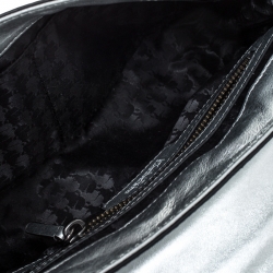Pre Owned Karl Lagerfeld Metallic Silver Quilted Leather Flap Shoulder Bag