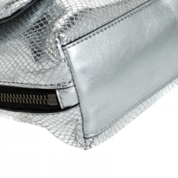 Pre Owned Karl Lagerfeld Metallic Silver Quilted Leather Flap Shoulder Bag