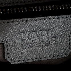 Karl Lagerfeld Metallic Silver Leather Mini K Klassik Tote
